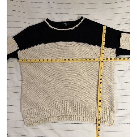 James Perse | Crewneck Cotton Linen Sweater Neutral Ivory Black - Size 1 (Small) - Picture 7 of 8